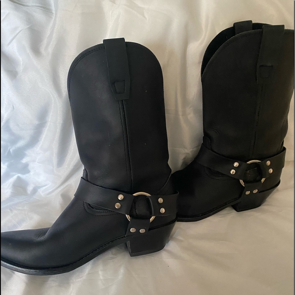 Durango Black Leather Studded Motorcycle Boots Women’s 8